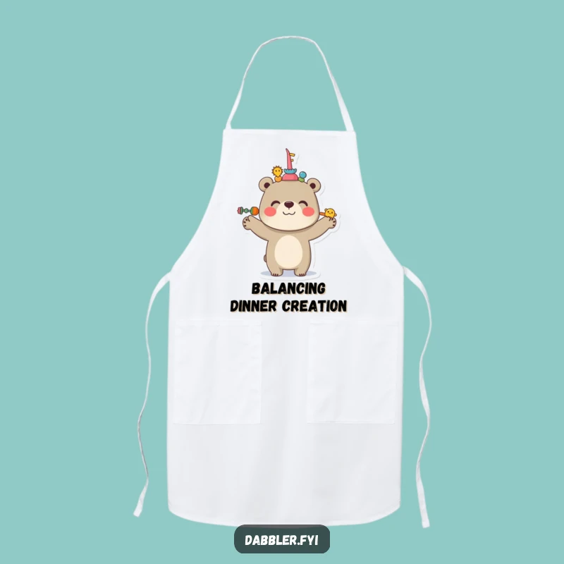 Funny Bear Apron: Kitchen Balance Act, Chef Gift