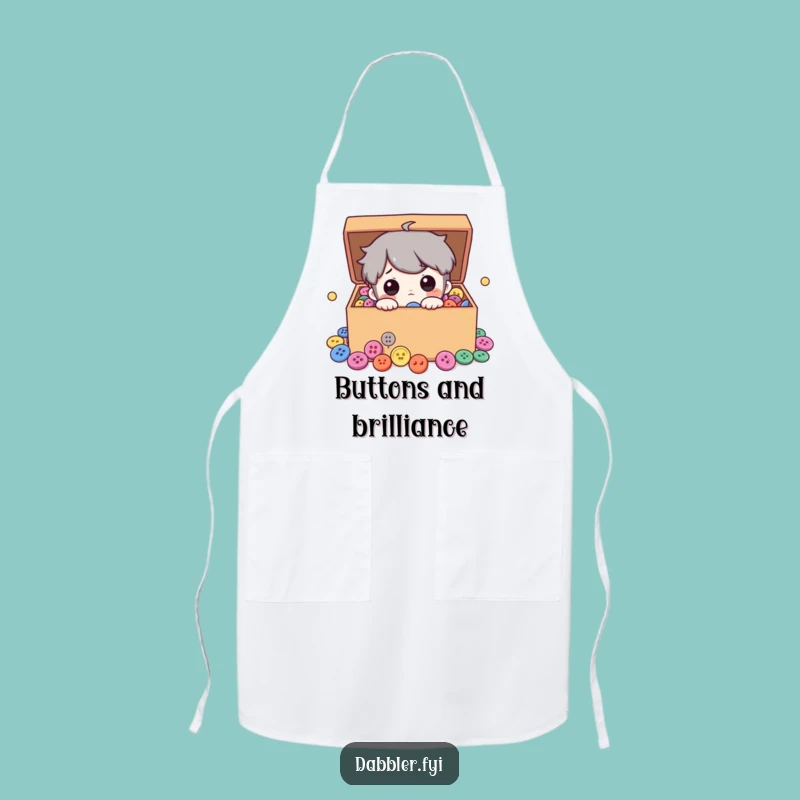 Funny Button Apron: Curious Character Peeking into Buttons, Practical Funny Gift