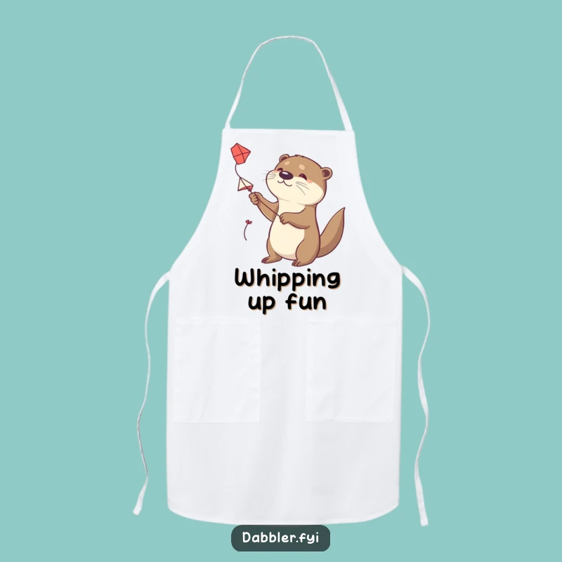 Funny Otter Kite Flyer Apron: Determined Character Flying a Handmade Kite