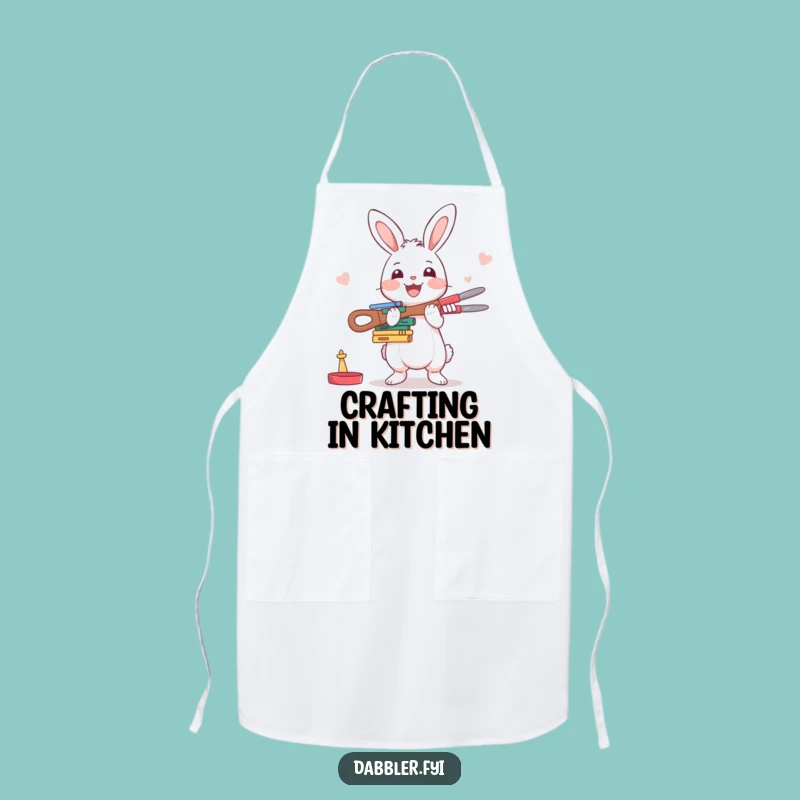 Funny Rabbit Crafter Apron: Happy Character Balancing Crafting Tools with Enthusiasm