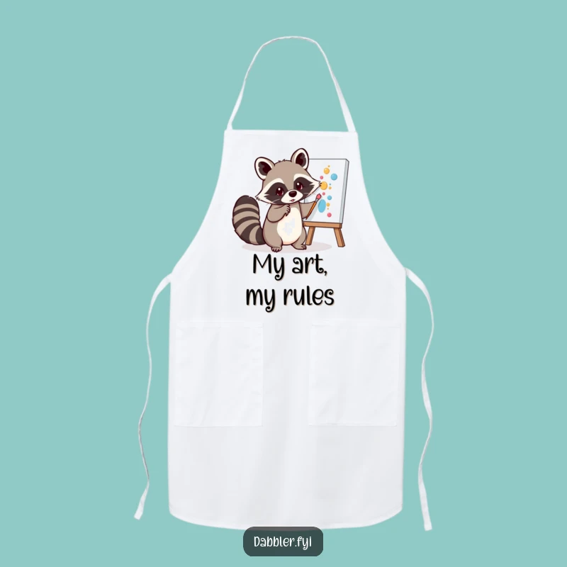 Funny Raccoon Art Apron: Messy Fun Wear, Ideal Humorous Gift for Artists