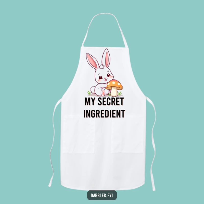 Funny Happy Bunny Poking Mushroom Apron - Kitchen & Forest Fun