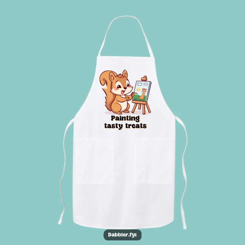 Funny Squirrel Artist Apron: Cheerful Character Painting a Tiny Picture Excitedly