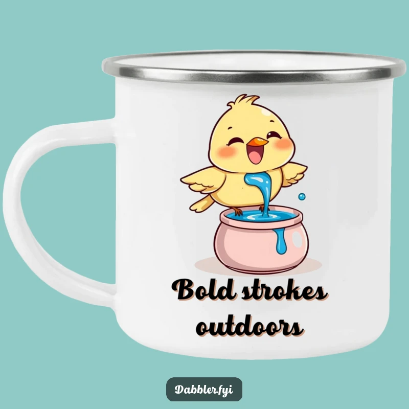 Funny Bird Ink Camping Mug: Durable & Humorous Outdoor Art Gift