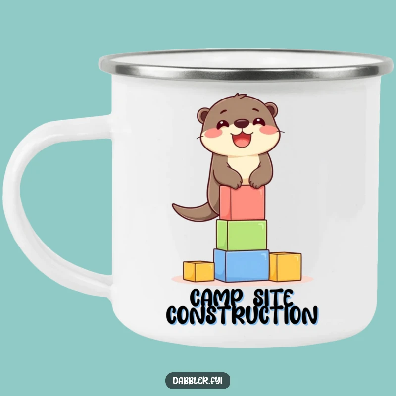 Funny Otter Blocks Camping Mug: Adventure Balance with Delighted Otter!