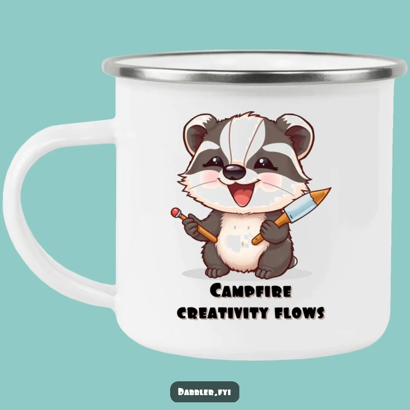 Funny Badger Art Camping Mug: Durable & Humorous Outdoor Art Gift for Creators