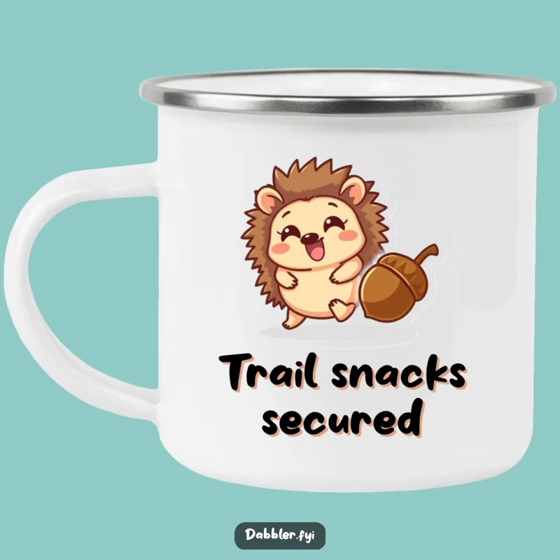 Funny Hedgehog & Acorn Camping Mug: Playful Character Outdoor Gift, Durable Humorous