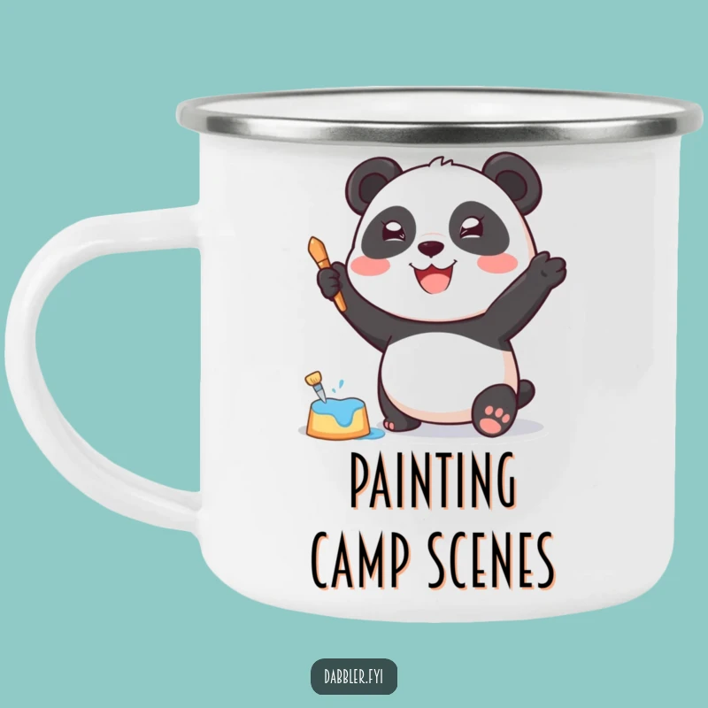 Funny Panda Art Camping Mug: Creative Fuel with Joyful Panda!