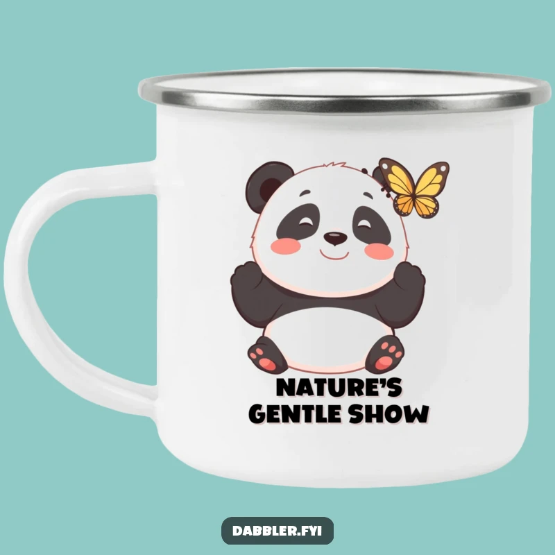 Funny Panda Butterfly Enamel Mug - Peaceful Sips Outdoors, Perfect Funny Gift!