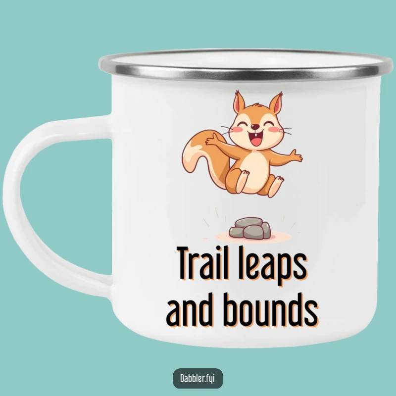 Funny Squirrel Leap Enamel Mug - Adventure-Ready & Joyful, Perfect Funny Gift!