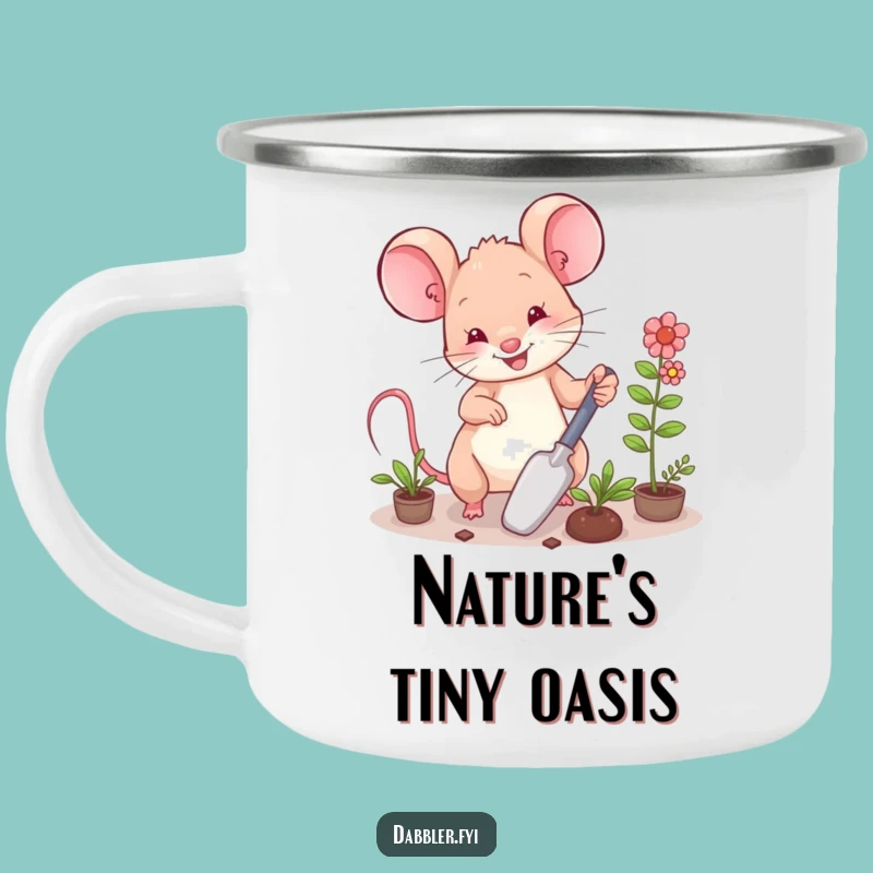 Funny Mouse Garden Camping Mug: Outdoor Serenity with Happy Mouse!