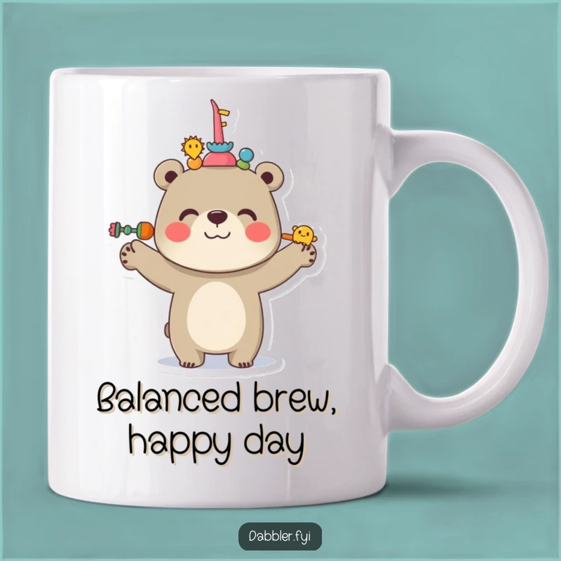 Funny Bear Balance Mug: Cheerful Juggler, Perfect Gift for Optimists