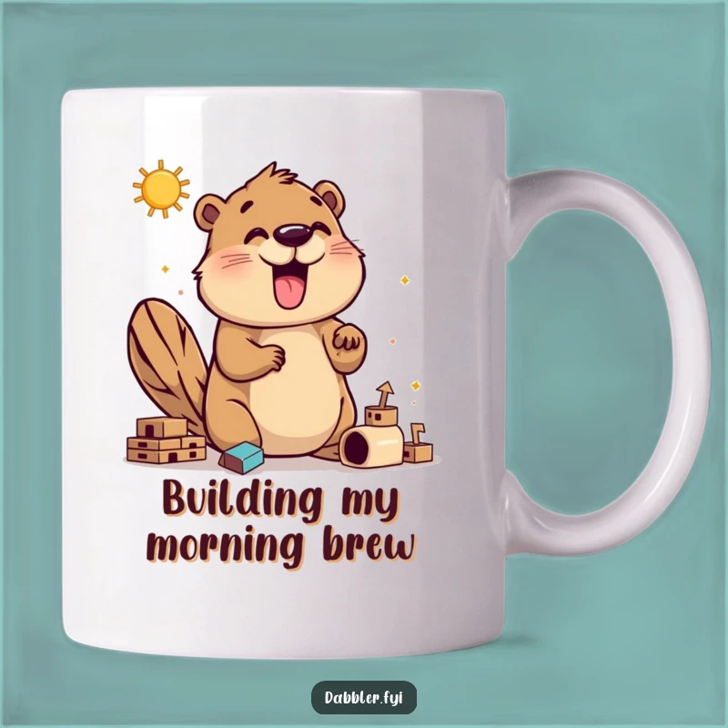 Funny Happy Beaver Builder Mug: Enthusiastic DIY Humor for a Gift