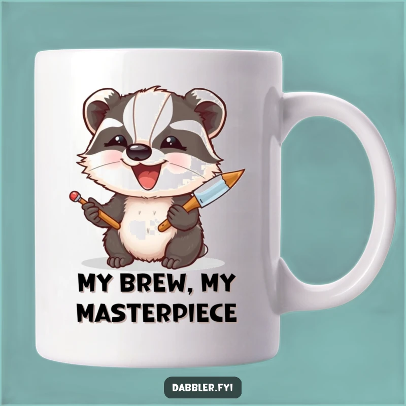 Funny Badger Art Mug: Hilarious Palette Knife Gift for Enthusiastic Artists and Animal Lovers