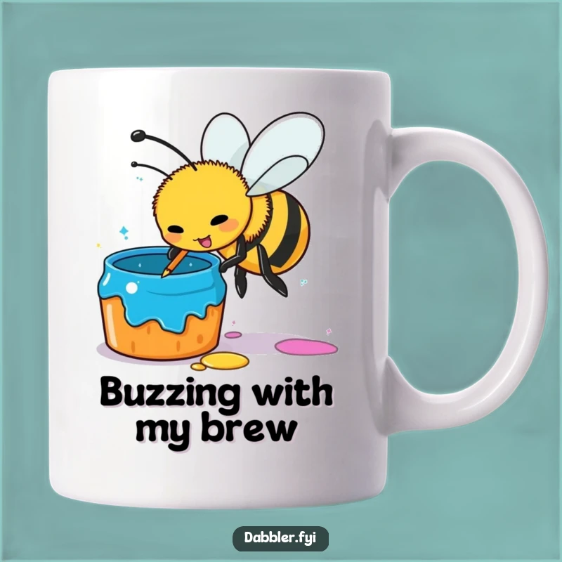 Funny Busy Bee Paint Pot Mug - Hilarious Artist Gift for Him or Her