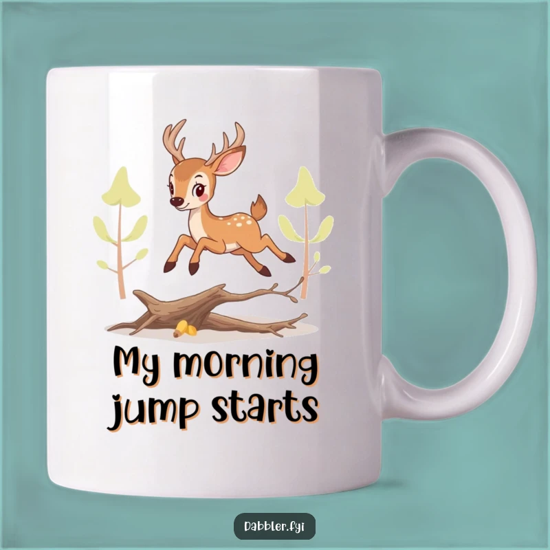 Funny Perky Deer Mug: Playful Leaping Forest Friend Espresso Cup, Perfect Gift