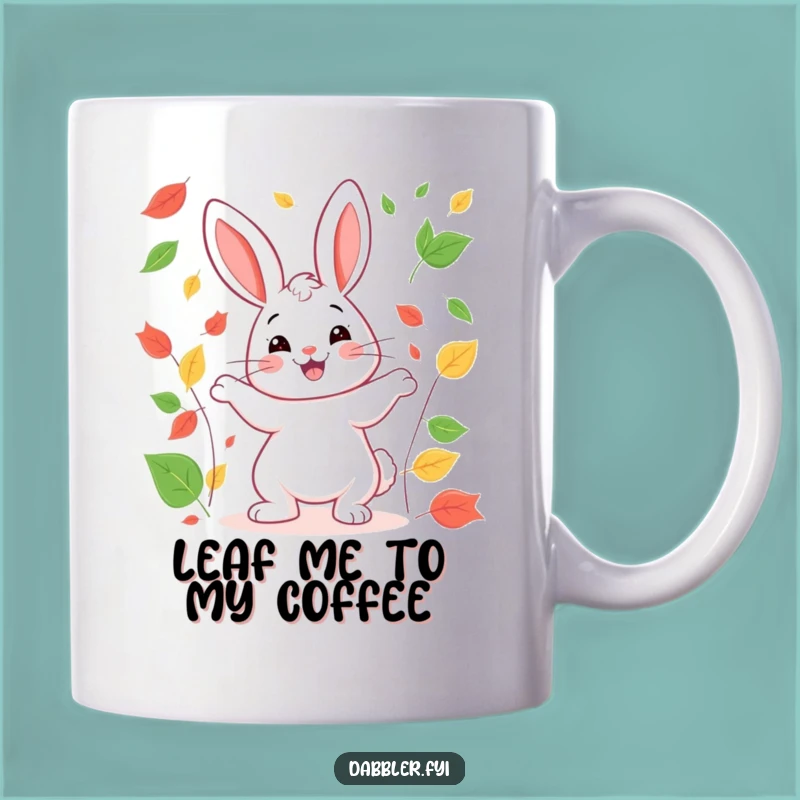 Funny Rabbit Juggling Mug: Happy Autumn Design, Perfect Funny Gift for Leaf Lovers