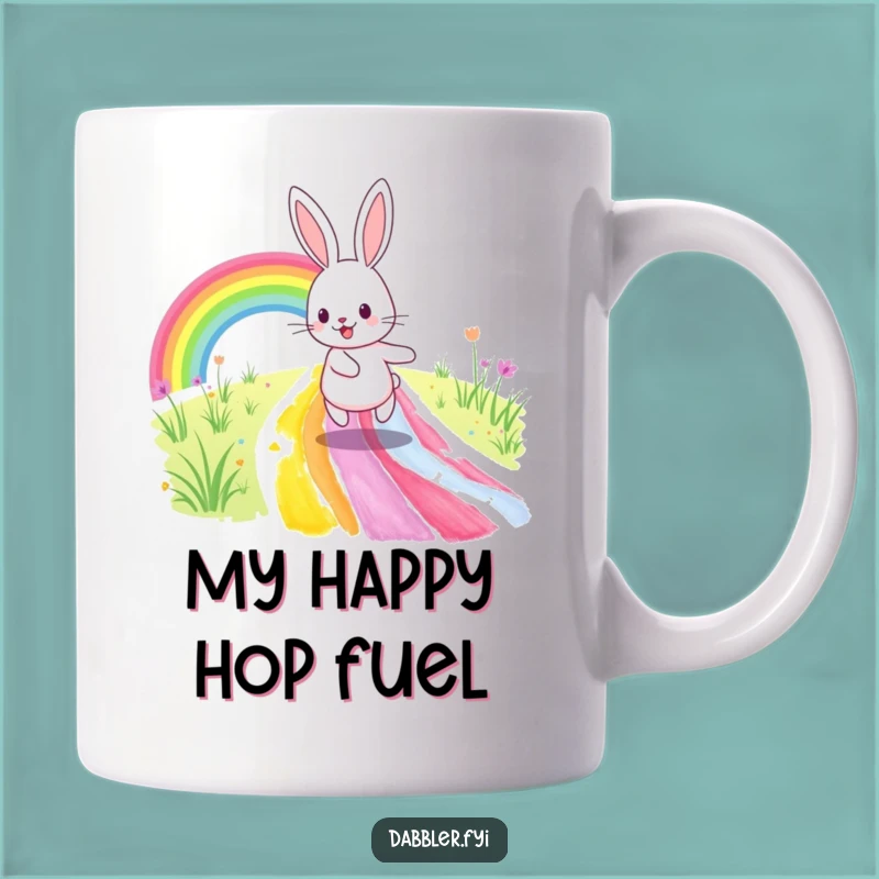Funny Rabbit Rainbow Path Mug: The Perfect Humorous Gift for Art Lovers and Bunny Enthusiasts