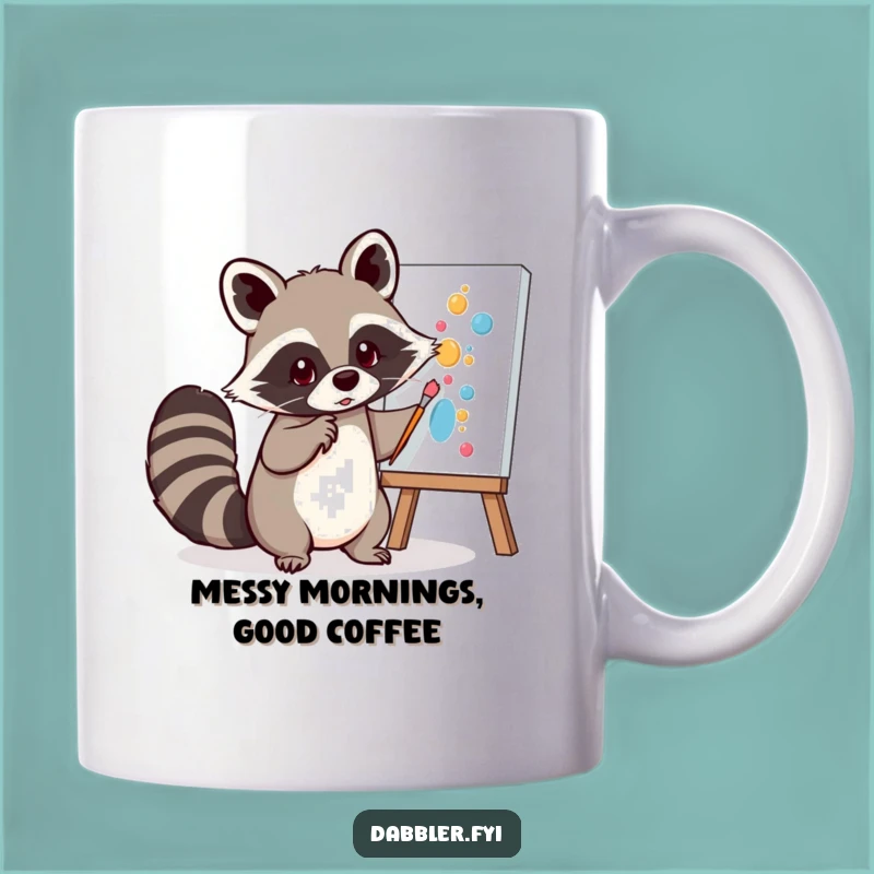 Funny Raccoon Art Mug: Hilarious Tail Painting Gift for Mischievous Art Lovers