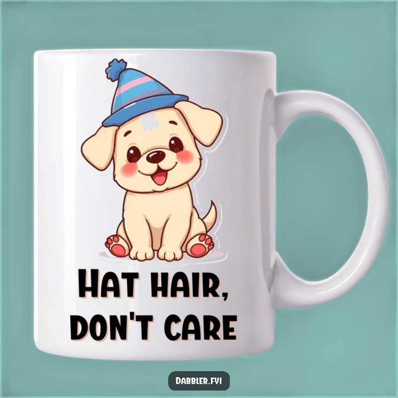 Funny Puppy Hat Mug: Joyful Pup in a Silly Hat, Perfect Funny Gift
