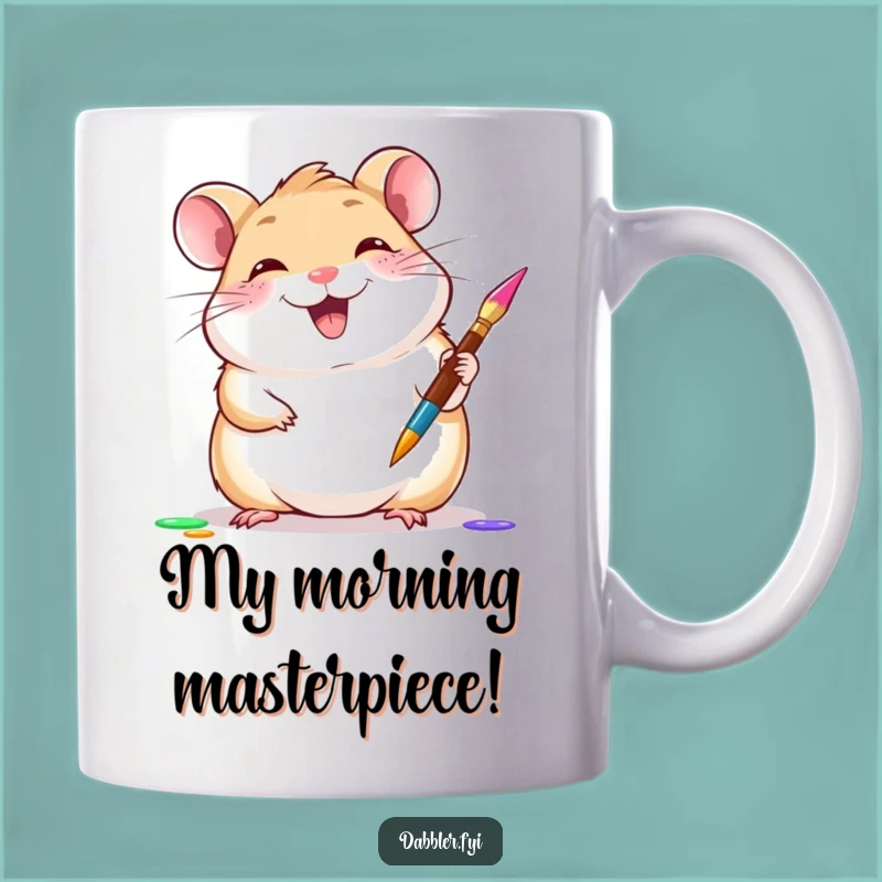Funny Hamster Mug - Giggling Artist's Brush, Perfect Gift for Creative Critters