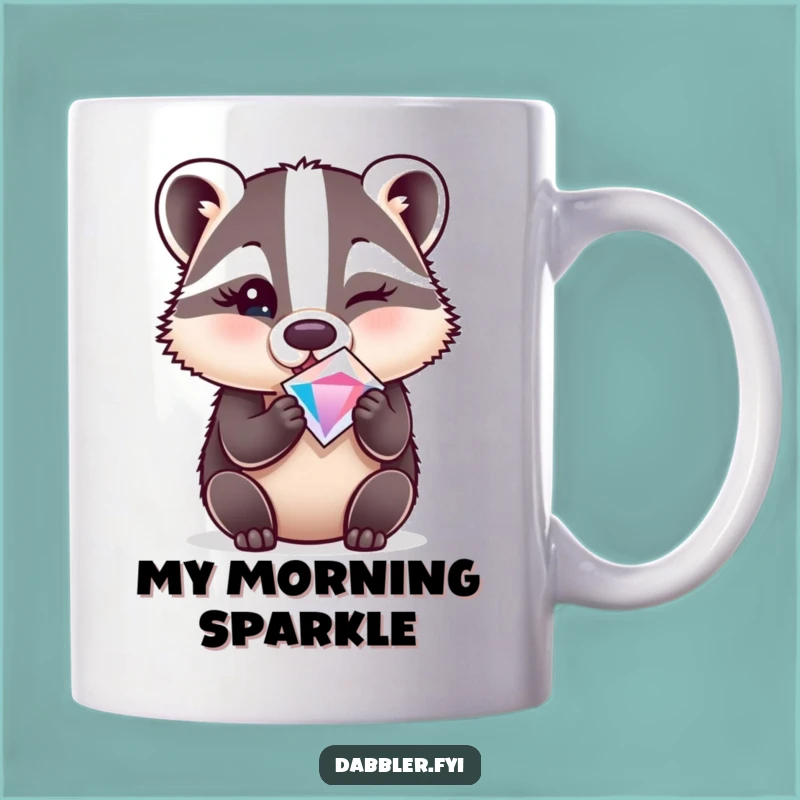 Funny Surprised Badger Gem Mug - Cheeky Surprise, Perfect Funny Gift!