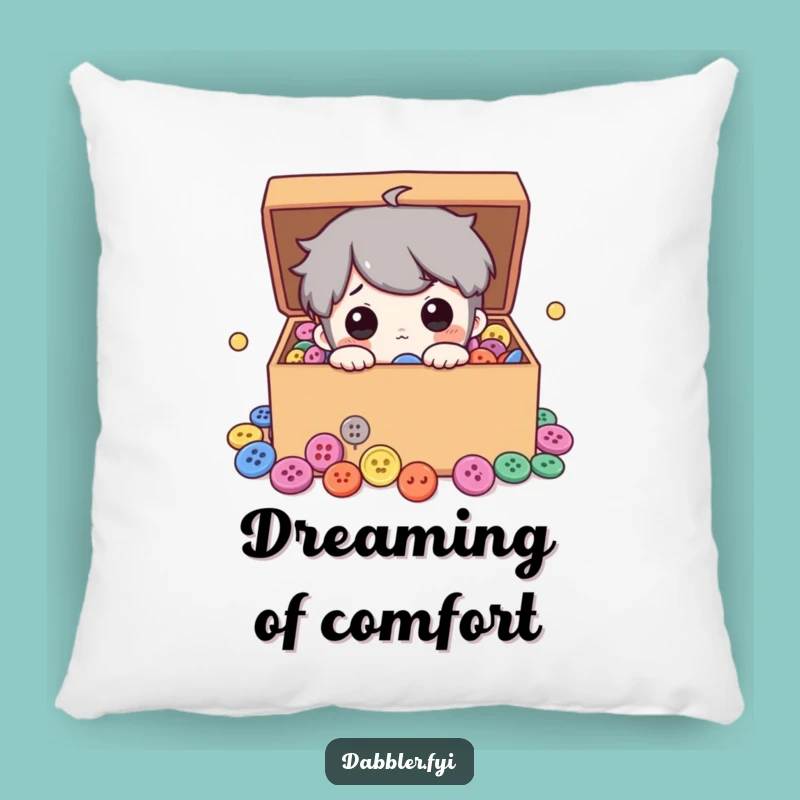 Funny Button Pillow: Curious Character Peeking into Buttons, Comfy Funny Gift