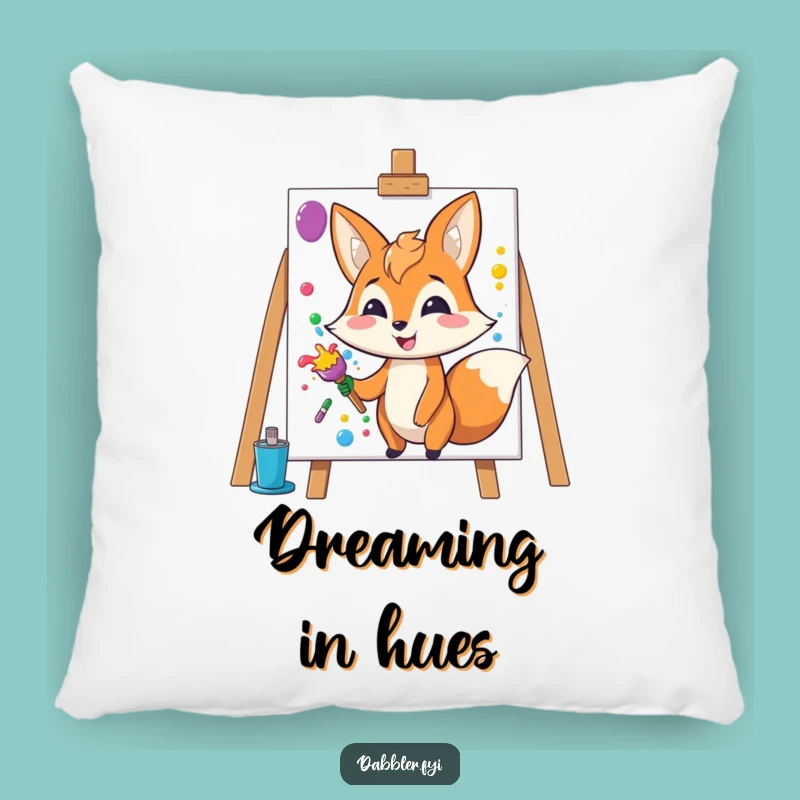 Funny Fox Artist Pillow: Cozy Creative Friend Cushion, Cute Funny Gift!