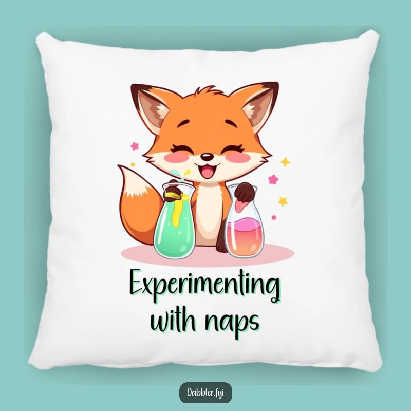 Funny Fox Lab Pillow: Soft Comfort for Mad Scientists, Whimsical Decor