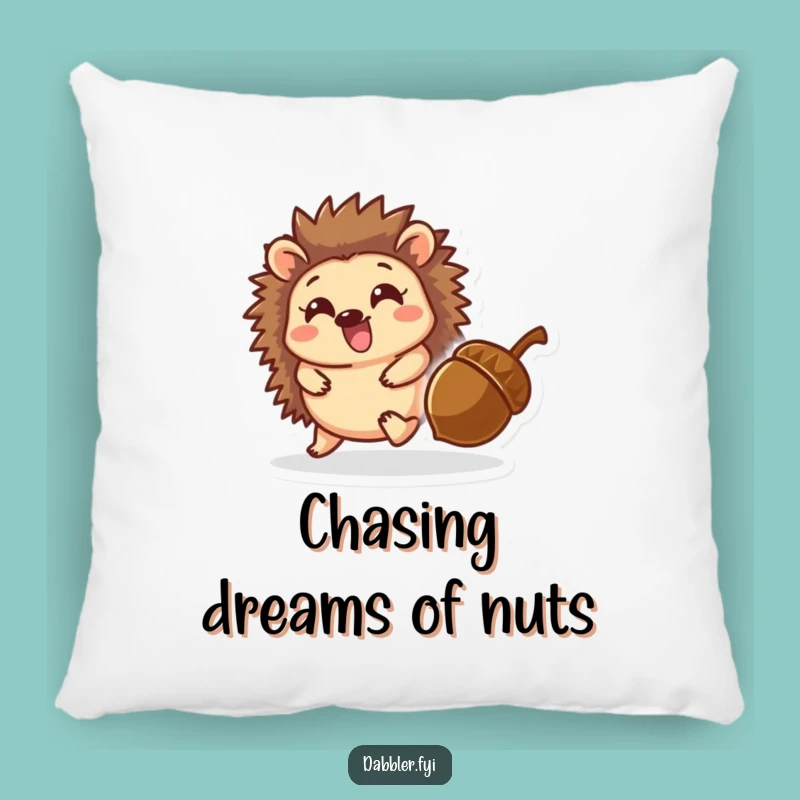 Funny Hedgehog & Acorn Pillow: Playful Character Decor, Comfy Humorous Gift
