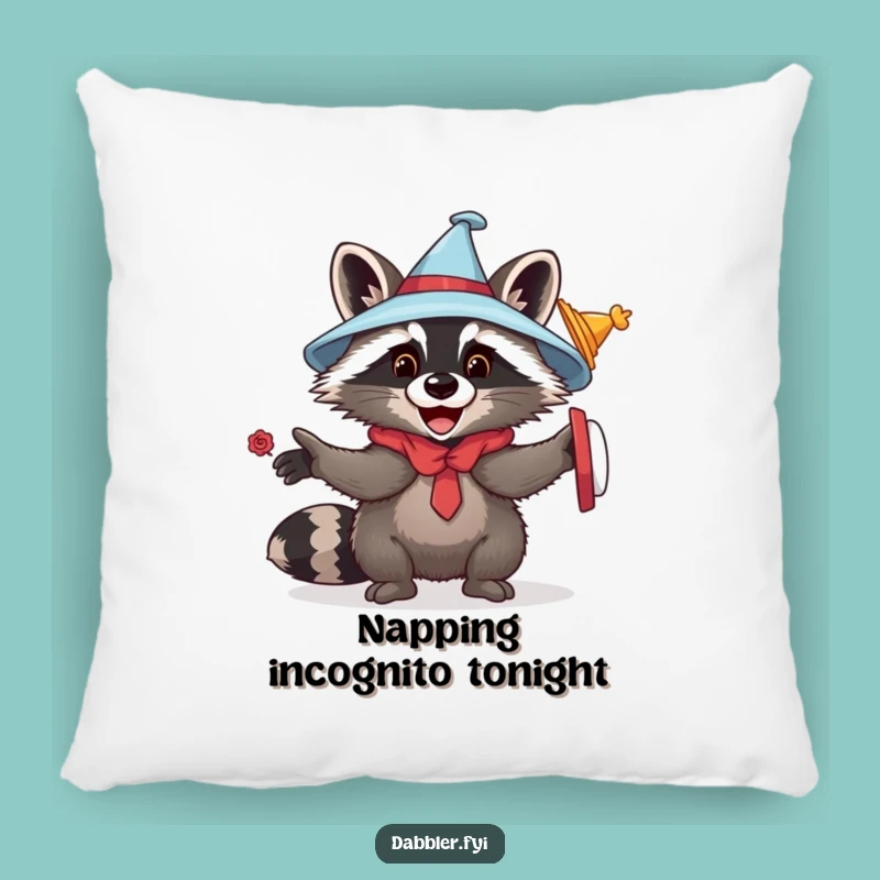 Funny Raccoon Hat Pillow: Cozy Critter Humor for a Comfortable Gift