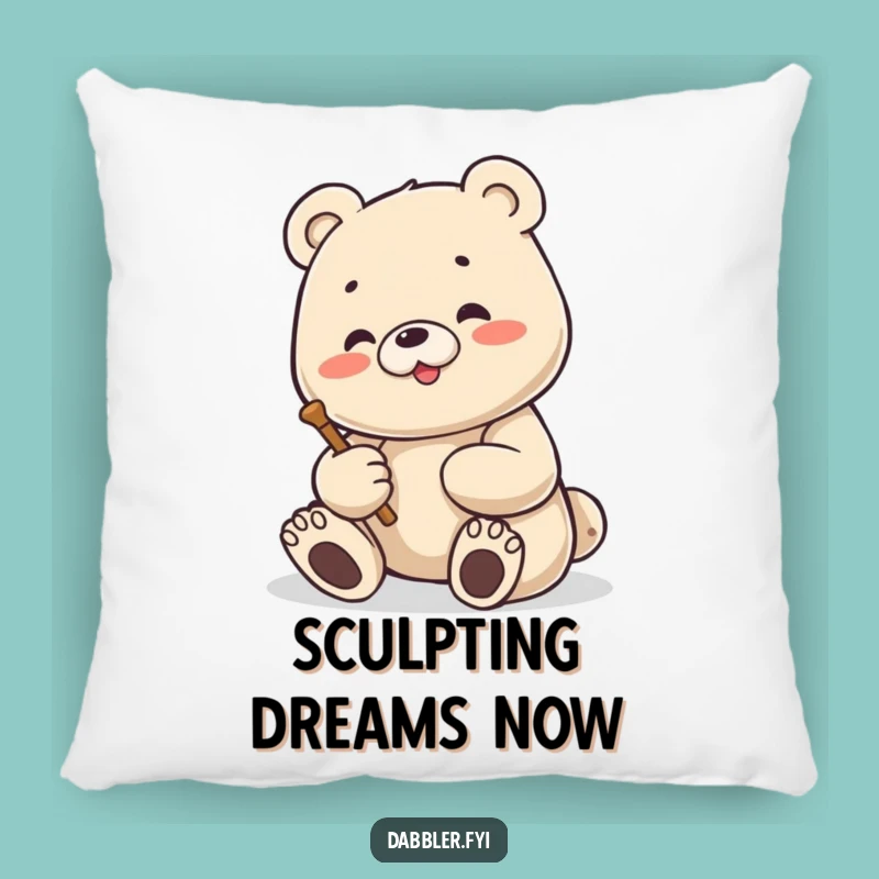 Funny Bear Sculptor Pillow: Cozy Artist Accent, Adorable Soft Funny Gift