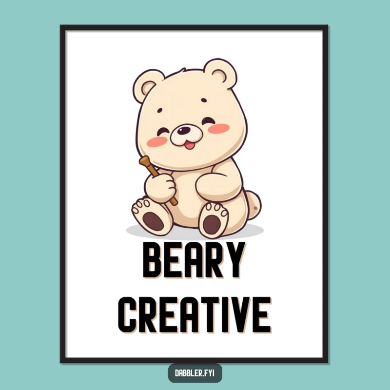 Funny Bear Sculptor Digital Art: Creative Scene, Instant Humorous Decor