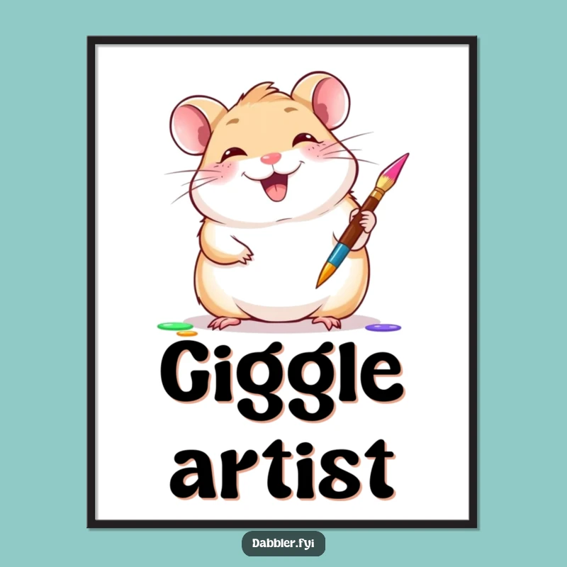 Funny Hamster Digital Art - Giggling Artist's Creation, Instant Funny Gift