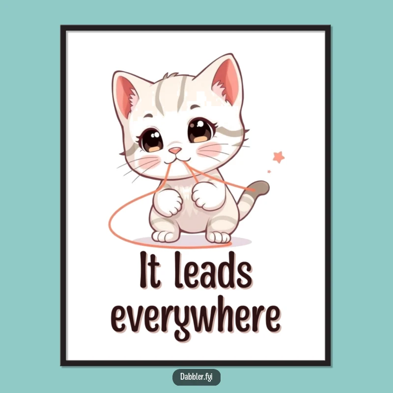 Funny Kitten String Digital Art: Instant Giggle-Worthy Feline Decor