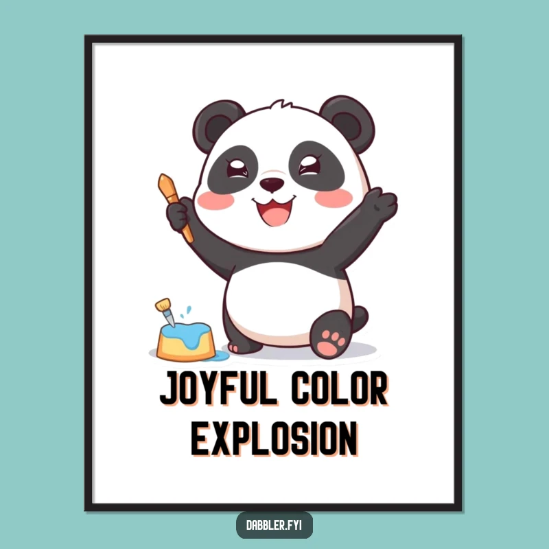 Funny Panda Art Digital Print: Joyful Panda Painting Art, Instant Download!