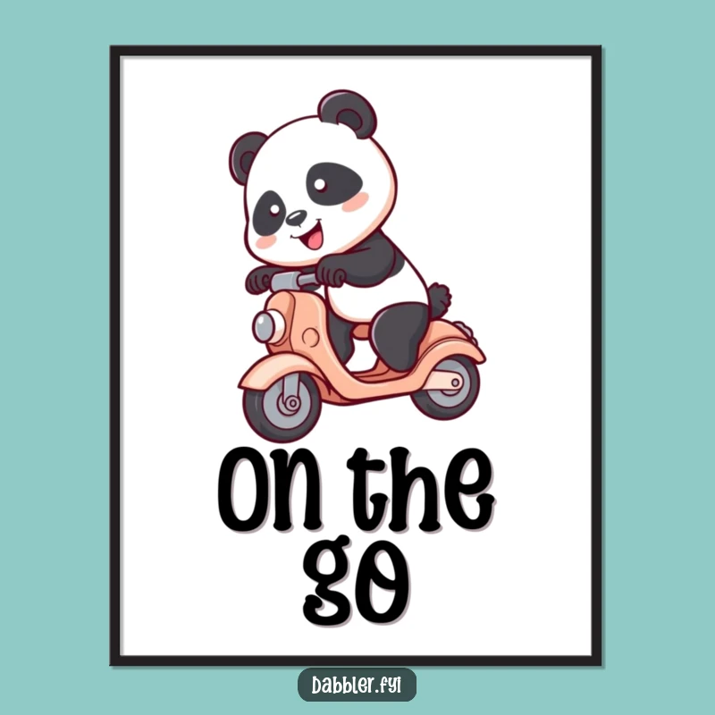 Funny Panda Scooter Digital Art: Spunky Panda, Instant Humor, Perfect Funny Gift Download