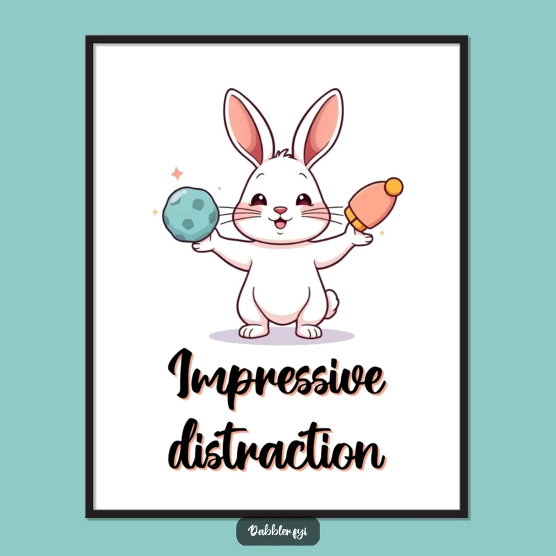 Funny Rabbit Juggling Digital Art: Instant Whimsy and Color, a Whimsical Funny Gift