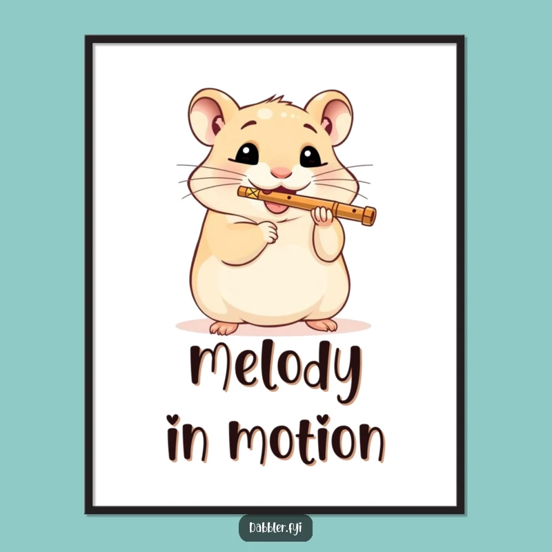 Instant Joy: Funny Hamster Flute Player Digital Art Print!