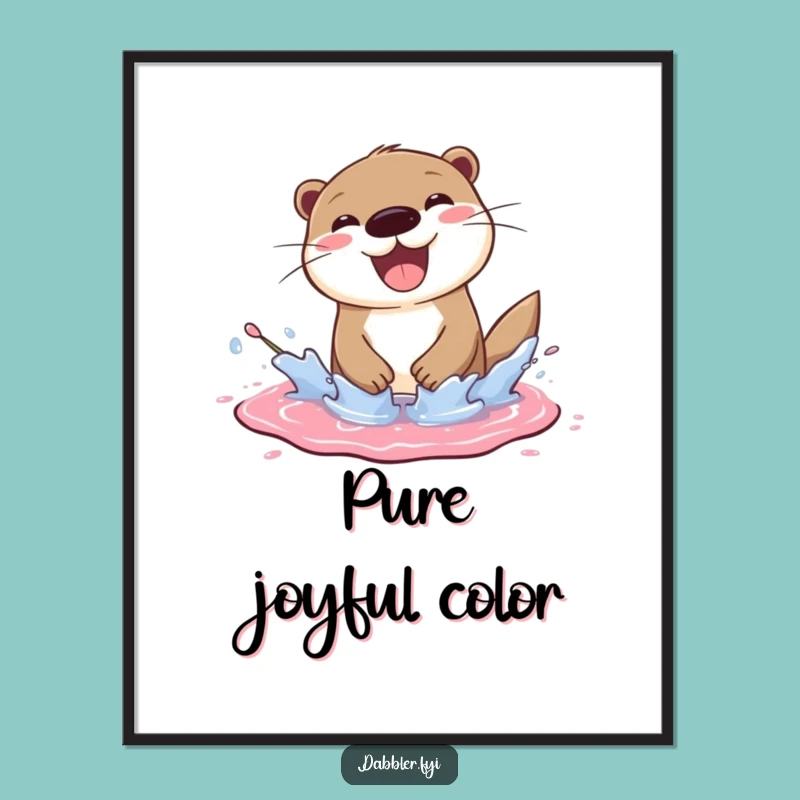 Funny Otter Digital Art - Joyful Artist's Splash, Instant Funny Gift