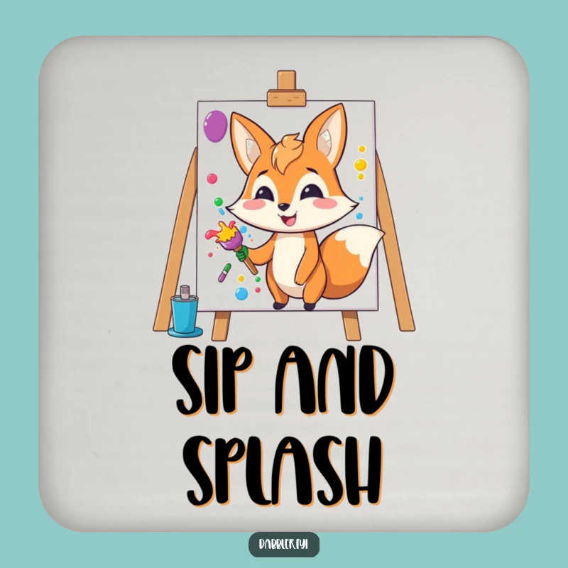 Funny Fox Artist Coaster: Creative Splashing Protectant, Unique Funny Gift!