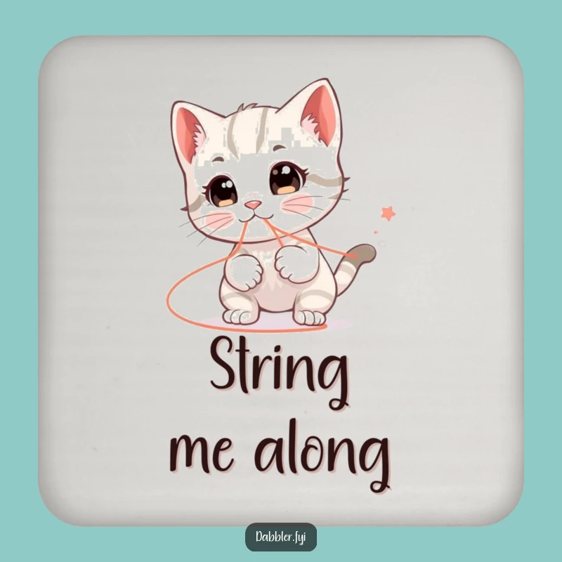 Funny Kitten String Coaster: Protect Surfaces with Feline Humor