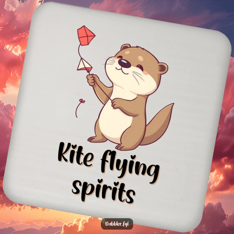 Funny Otter Coaster: A determined otter tries to fly a small, handmade kite, safeguarding surfaces with adventurous humor.