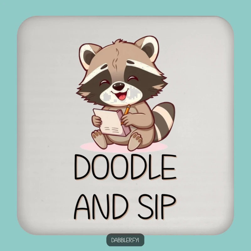 Funny Raccoon Sketch Coasters: Gleeful Artist Protection, Creative Surface Saver, Perfect Funny Gift