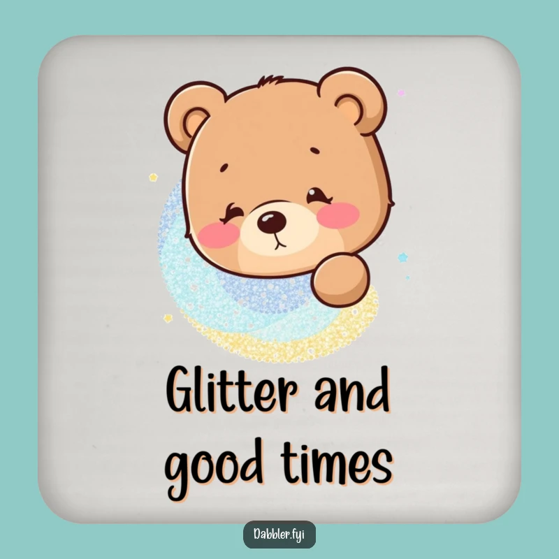 Funny Bear Glitter Coaster: Protect Surfaces with Curious Sparkle!