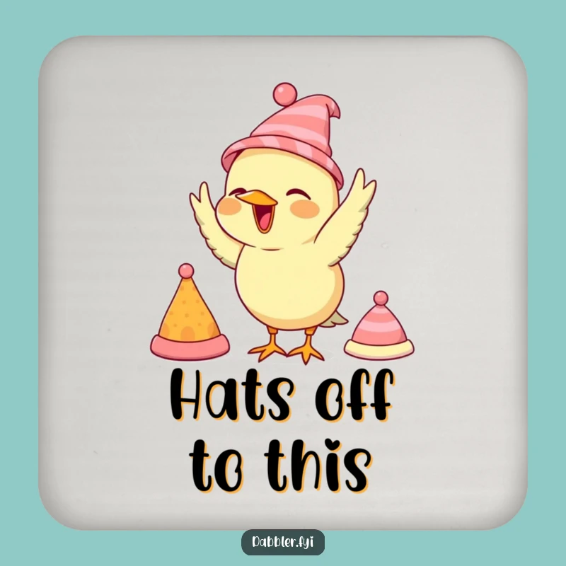 Funny Bird Hat Coaster: Fashionable Fowl Art, Protect Surfaces with Humor