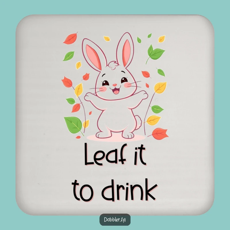 Funny Rabbit Coaster: Happy Juggling Leaves, Charming Funny Gift for Table Protection