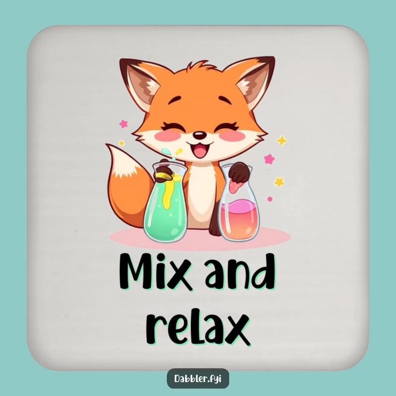 Funny Fox Lab Coaster: Mad Scientist Art, Protect Surfaces with Whimsy