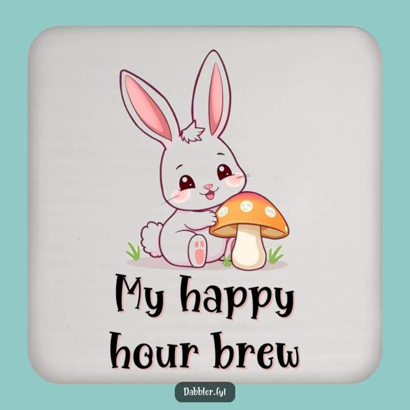 Funny Happy Bunny Poking Mushroom Coaster - Protect Surfaces with Charm
