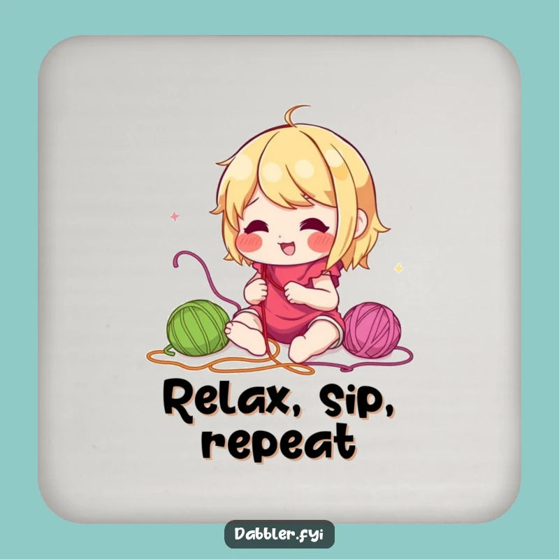 Funny Sewing Coaster: Lively Character Experimenting with Colorful Threads, Unique Funny Gift